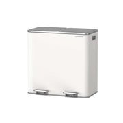 Songmics dual compartment pedal bin in white and grey, angled studio shot
