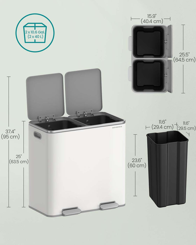 Close-up of the soft-close lid mechanism on the pedal bin