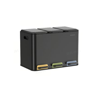 Triple Kitchen Bin with Colour Coded Pedals 3 x 18L in Black for Waste Recycling by Songmics Home
