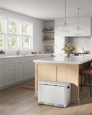 Triple Kitchen Recycling Bin with Colour Coded Pedals in Metallic Silver by Songmics Home