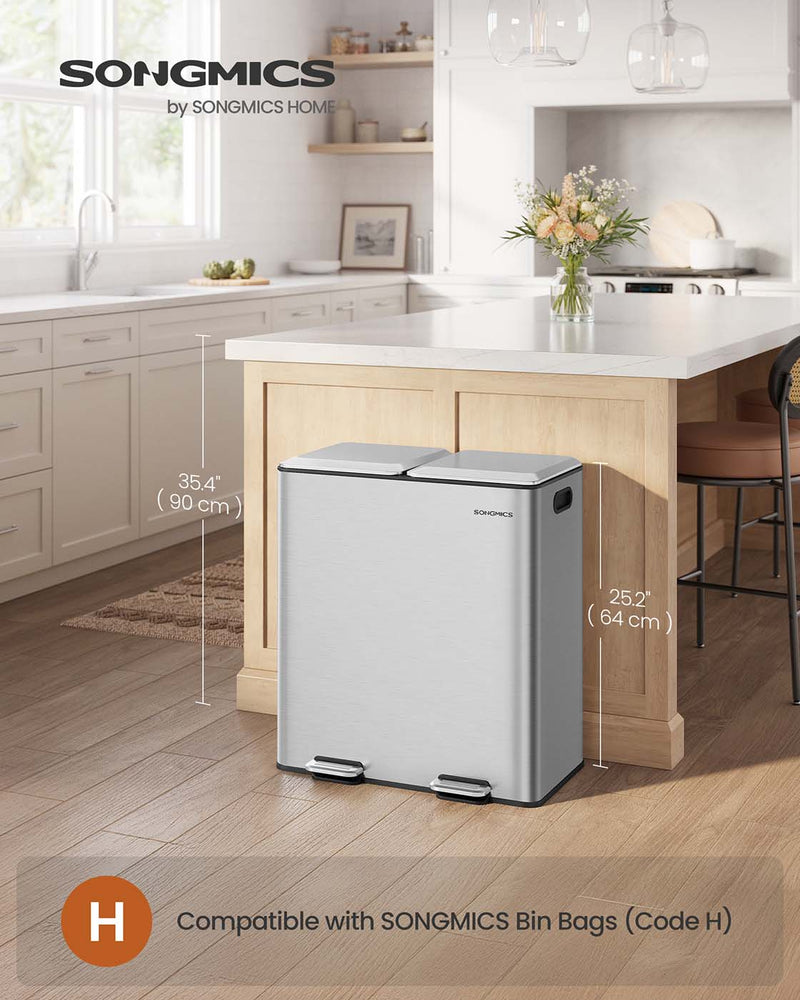 Double Kitchen Bin with Soft Close Lids and Removable Inner Buckets by Songmics