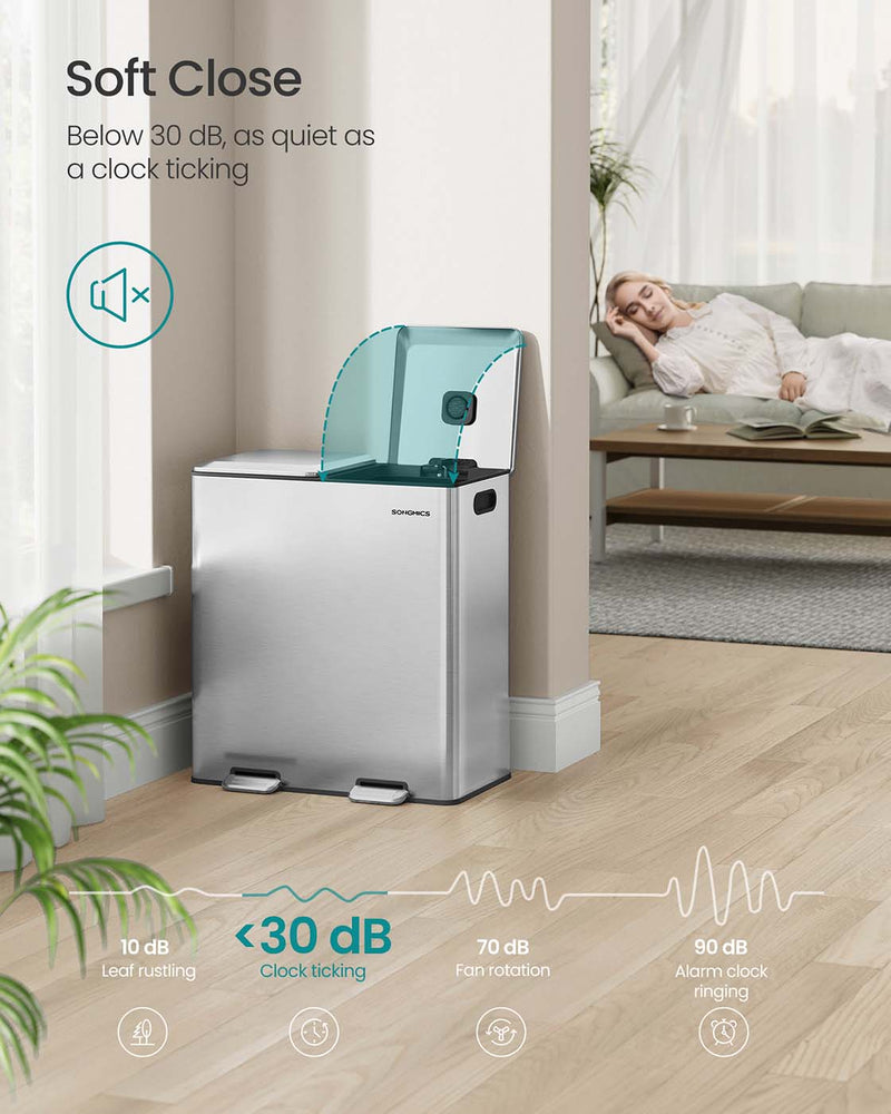 Double Kitchen Bin with Soft Close Lids and Removable Inner Buckets by Songmics