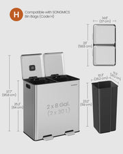 Double Kitchen Bin with Soft Close Lids and Removable Inner Buckets by Songmics