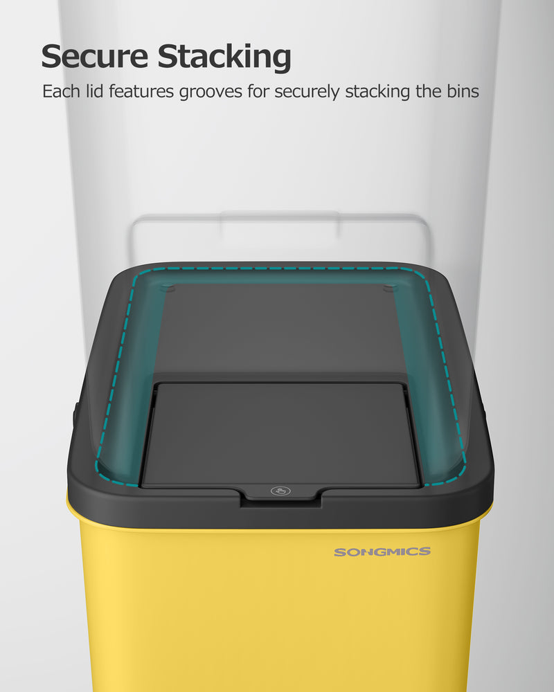 Set of 4 Stackable Recycling Bins for Kitchen Waste in Beige and Green by Songmics