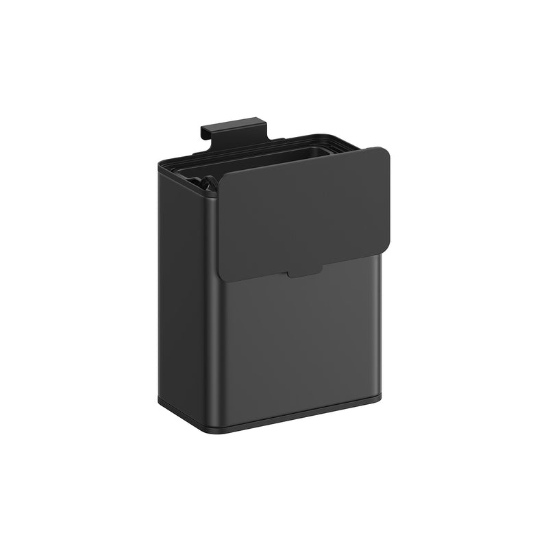 8 Litre Hanging Steel Kitchen Bin with Hooks in Ink Black Space Saving Design by Songmics