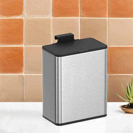 8 Litre Hanging Kitchen Bin with Lid Wall or Cupboard Mounted Space Saver by Songmics