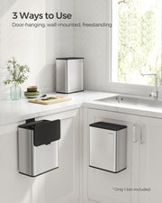 8L Steel Hanging Kitchen Bin with Lid Space Saving Rubbish Solution by Songmics