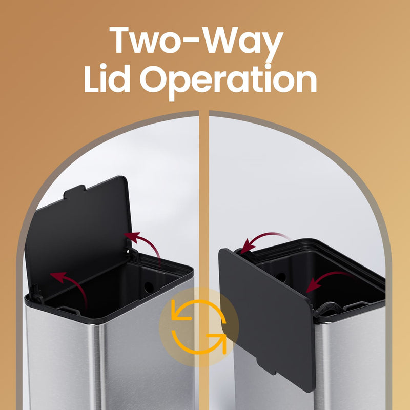 8 Litre Hanging Kitchen Bin with Lid Wall or Cupboard Mounted Space Saver by Songmics