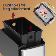 8 Litre Hanging Kitchen Bin with Lid Wall or Cupboard Mounted Space Saver by Songmics