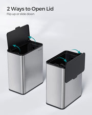 8L Steel Hanging Kitchen Bin with Lid Space Saving Rubbish Solution by Songmics