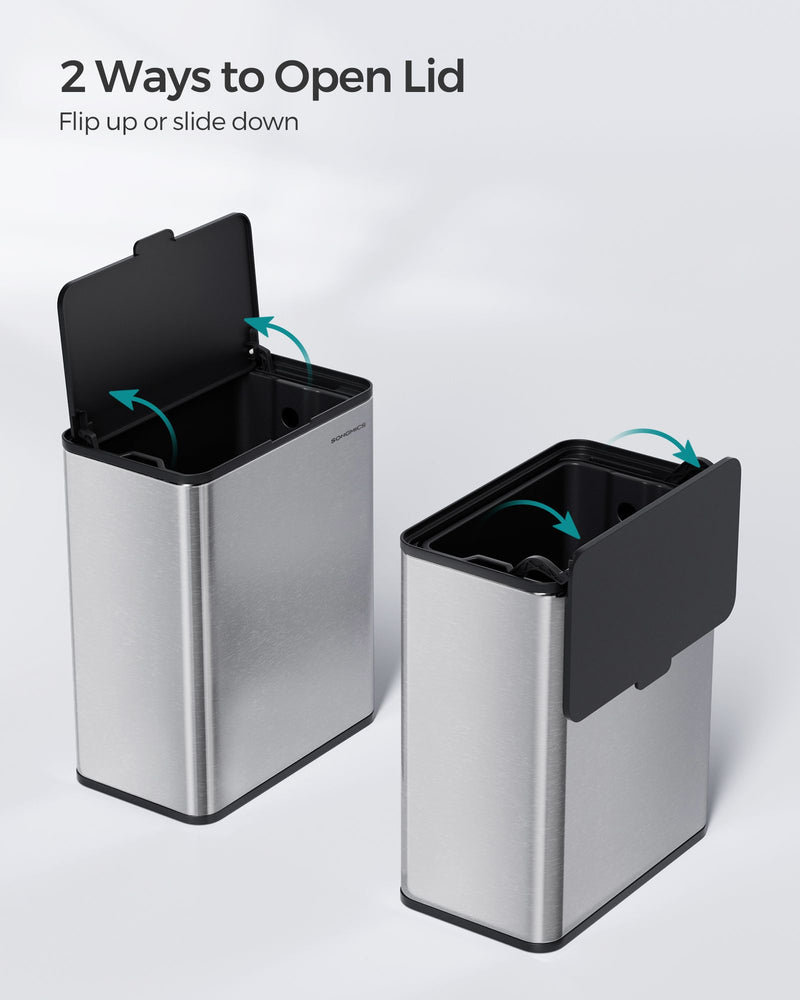 8L Steel Hanging Kitchen Bin with Lid Space Saving Rubbish Solution by Songmics