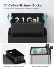 8L Steel Hanging Kitchen Bin with Lid Space Saving Rubbish Solution by Songmics