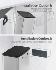 8L Steel Hanging Kitchen Bin with Lid Space Saving Rubbish Solution by Songmics