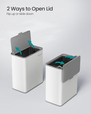 8 Litre Hanging Steel Kitchen Bin with Hooks in Cloud White Space Saving Design by Songmics