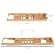 Extendable Bamboo Bath Caddy Shelf Set of 2 Ideal for Bathroom Storage, Natural