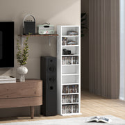 White 260 CD Storage Unit Slim Tall Media Tower Shelf for Home or Office