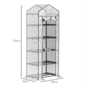 White 193cm Five Shelf Mini Greenhouse for Plants and Seedlings by Outsunny