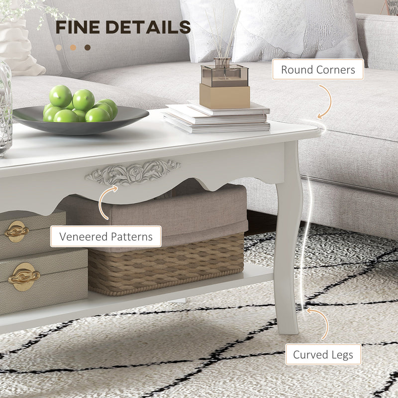 Coffee Table with Storage Shelf for Organised Living Room Small Space White