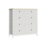 Cream White and Oak Fabric Storage Chest with 8 Drawers for Bedroom or Hallway by Songmics