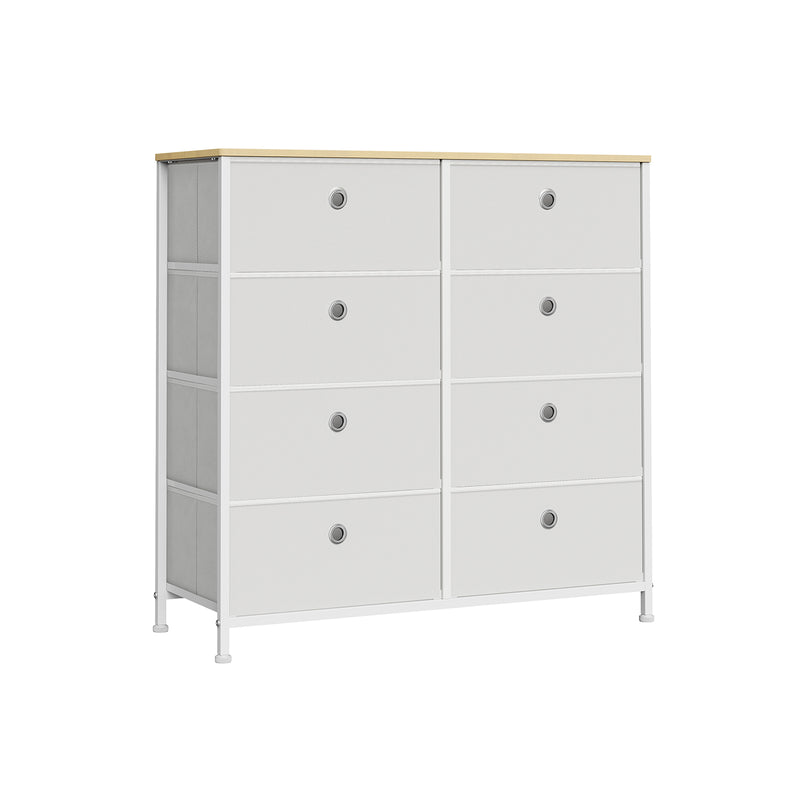 Cream White and Oak Fabric Storage Chest with 8 Drawers for Bedroom or Hallway by Songmics