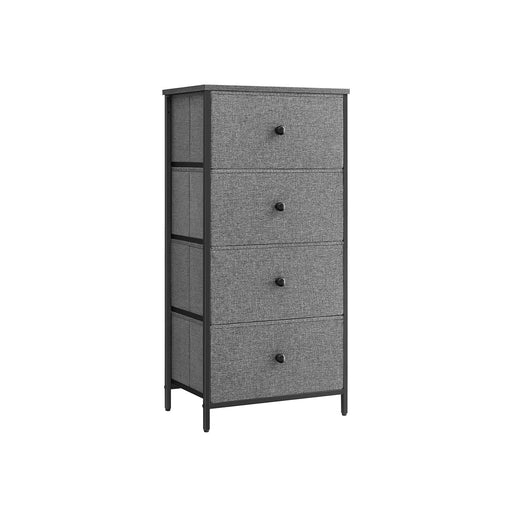 4 Drawer Fabric Chest in Classic Grey and Black for Bedroom or Hallway Storage by Songmics