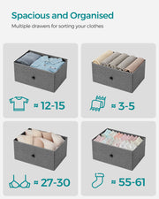 4 Drawer Fabric Chest in Classic Grey and Black for Bedroom or Hallway Storage by Songmics