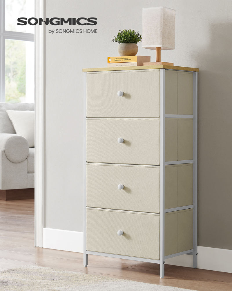 Chest of Drawers with 4 Spacious Fabric Storage Drawers for Bedroom or Hallway by Songmics