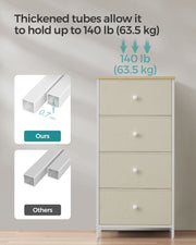 Chest of Drawers with 4 Spacious Fabric Storage Drawers for Bedroom or Hallway by Songmics
