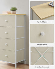Chest of Drawers with 4 Spacious Fabric Storage Drawers for Bedroom or Hallway by Songmics