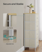Chest of Drawers with 4 Spacious Fabric Storage Drawers for Bedroom or Hallway by Songmics
