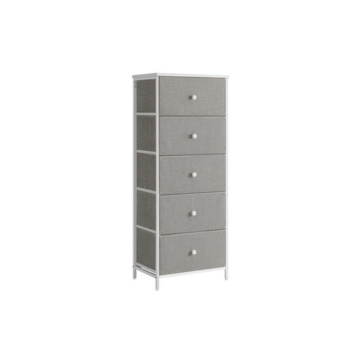 Tall Chest of 5 Drawers in Dove Grey and Cream White for Bedroom Storage by Songmics
