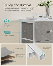 Tall Chest of 5 Drawers in Dove Grey and Cream White for Bedroom Storage by Songmics