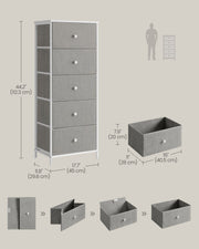 Tall Chest of 5 Drawers in Dove Grey and Cream White for Bedroom Storage by Songmics