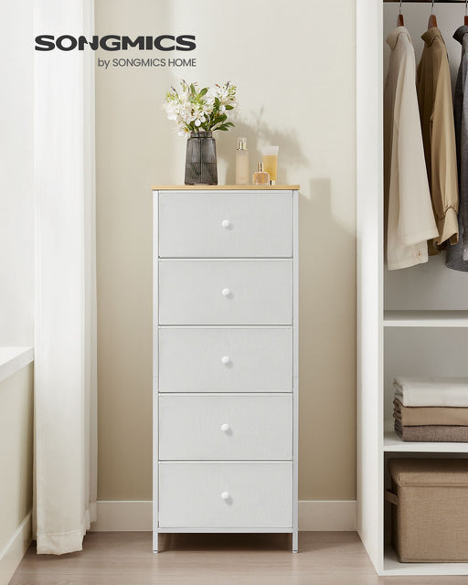 Camel Yellow and Cream White Chest of Drawers for Bedroom with Ample Storage by Songmics