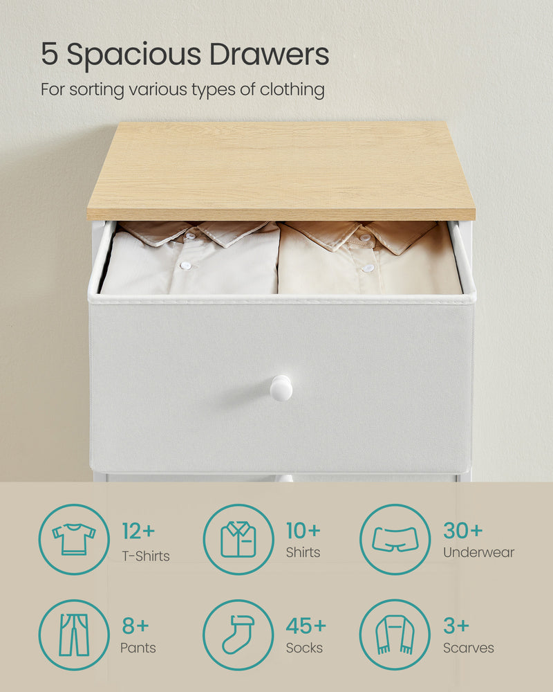 Camel Yellow and Cream White Chest of Drawers for Bedroom with Ample Storage by Songmics