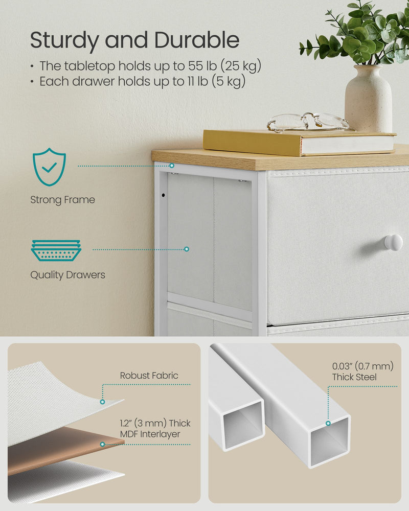 Camel Yellow and Cream White Chest of Drawers for Bedroom with Ample Storage by Songmics