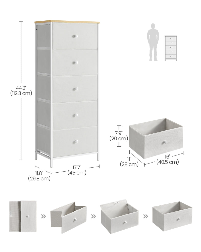 Camel Yellow and Cream White Chest of Drawers for Bedroom with Ample Storage by Songmics
