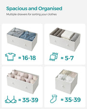 White and Oak Fabric Chest of Drawers with 5 Storage Drawers for Home Organisation by Songmics