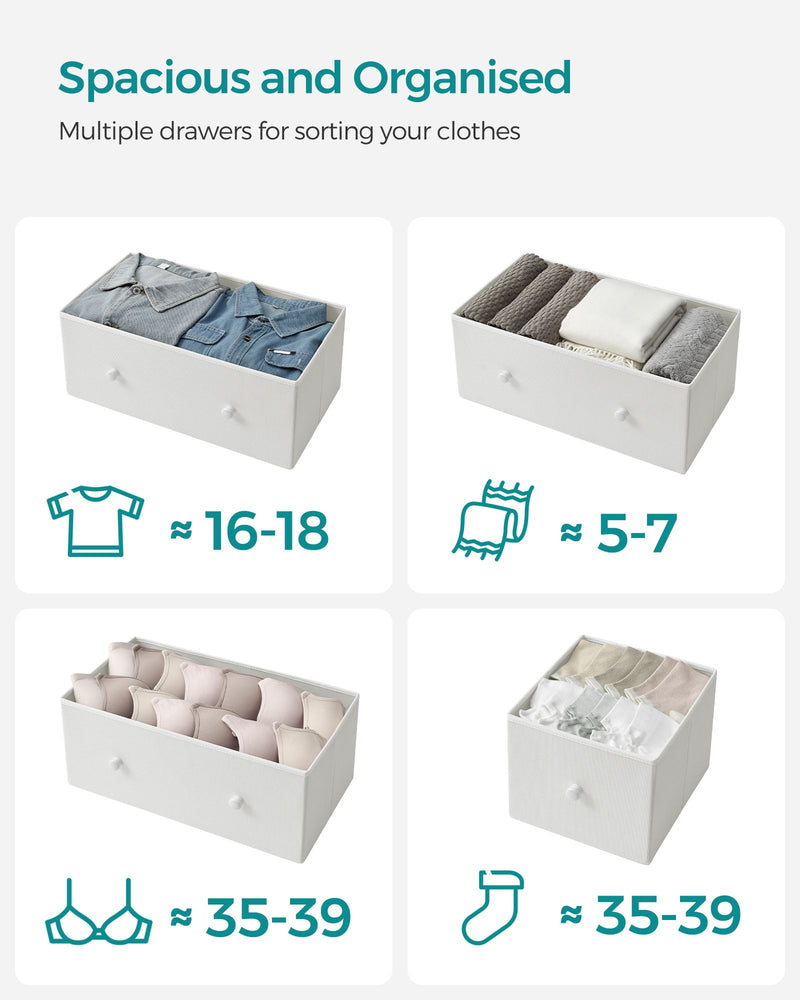 White and Oak Fabric Chest of Drawers with 5 Storage Drawers for Home Organisation by Songmics