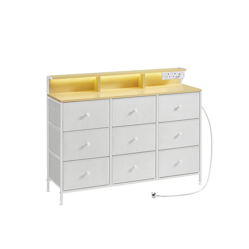 9 Drawer Fabric Storage Unit with LED Lights and USB Charging Station by Songmics