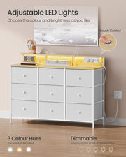 9 Drawer Fabric Storage Unit with LED Lights and USB Charging Station by Songmics