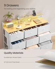 9 Drawer Fabric Storage Unit with LED Lights and USB Charging Station by Songmics