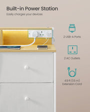 9 Drawer Fabric Storage Unit with LED Lights and USB Charging Station by Songmics