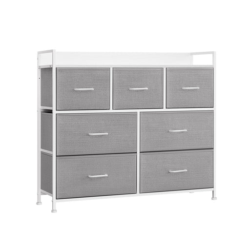 Dove Grey and Cloud White Chest of 7 Drawers for Bedroom Storage by Songmics