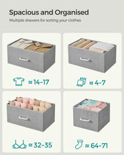 Dove Grey and Cloud White Chest of 7 Drawers for Bedroom Storage by Songmics