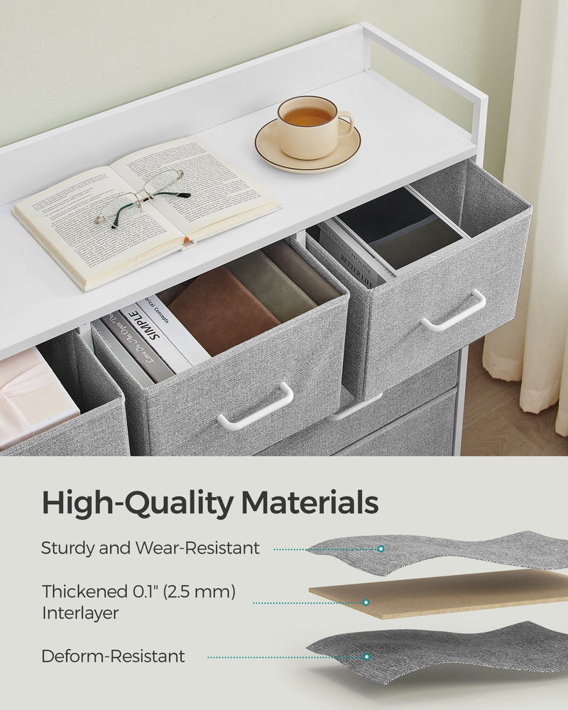 Dove Grey and Cloud White Chest of 7 Drawers for Bedroom Storage by Songmics