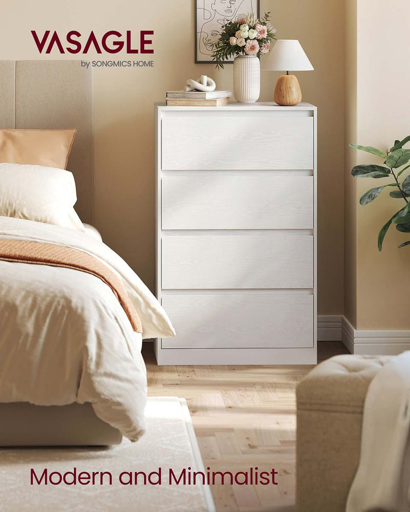 Four Drawer Chest of Drawers with Storage in Modern KAILYN Design for Bedroom by Vasagle