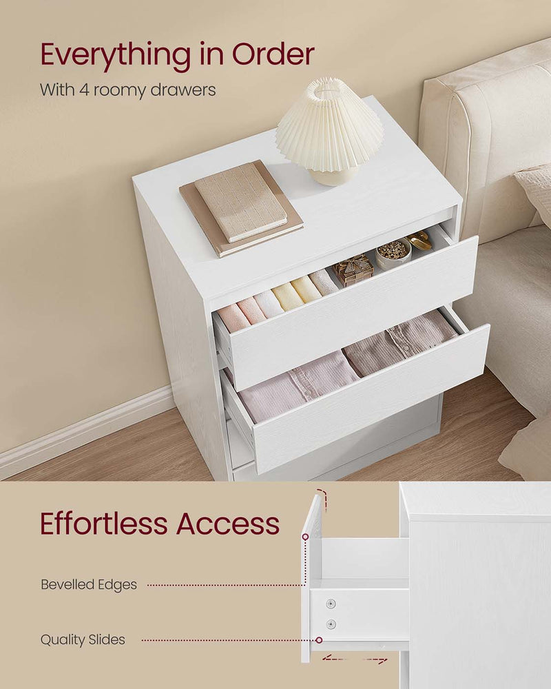 Four Drawer Chest of Drawers with Storage in Modern KAILYN Design for Bedroom by Vasagle