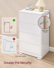 Four Drawer Chest of Drawers with Storage in Modern KAILYN Design for Bedroom by Vasagle