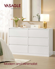 Six Drawer Chest of Drawers with Ample Storage for Bedroom or Living Room by Vasagle